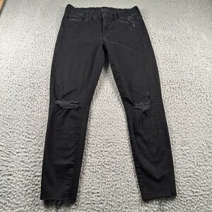 Mother Jeans Women's Black‎ 27 Looker Ankle Fray Stretch Skinny Guilty As Sin